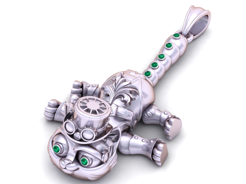 Steampunk-Katze-Schwert-Goldanh&auml;nger 3D Modell