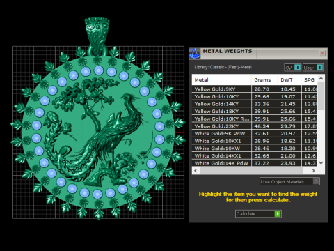 Luxury Peacock Round Gold Pendant with Ruby Stone Halo Floral Border 3D Jewelry Model 3D Model