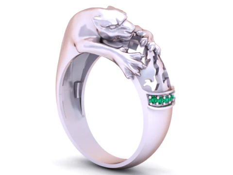 Panther Claw Diamond Band Ring Luxury Animal Wrap Gold Ring 3D Model