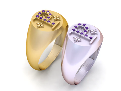 Letter P Signet Ring Diamond Initial Gold Statement Ring 3D Model