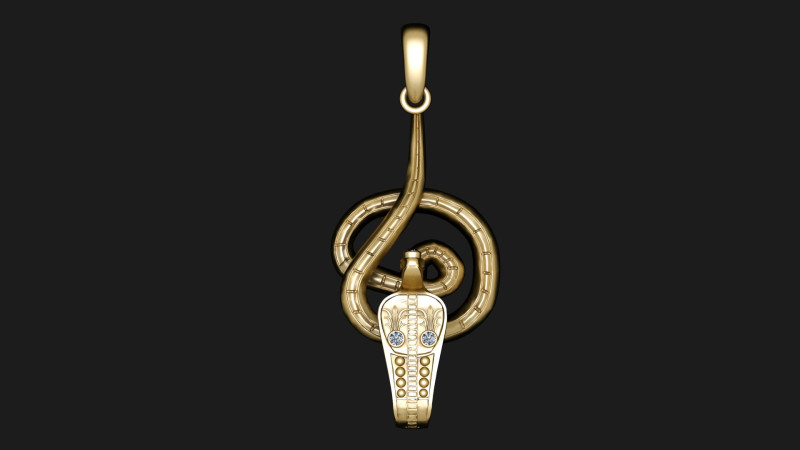 Royal Serpent Emblem Gold Pendant 3D Print Model .c4d .max .obj .3ds .fbx .stl .blend 