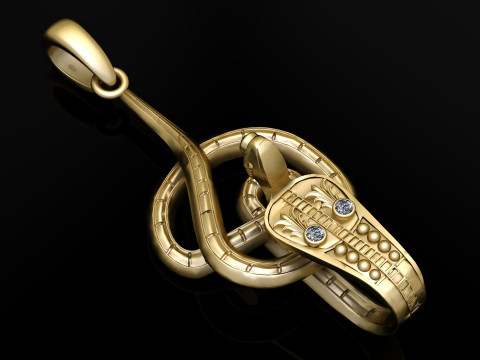 Royal Serpent Emblem Gold Pendant 3D Print Model