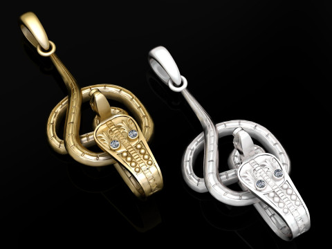 Royal Serpent Emblem Gold Pendant 3D Print Model