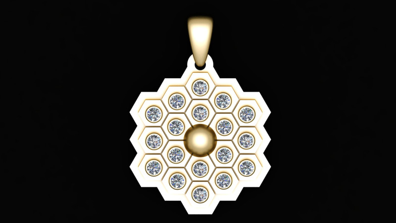 Ciondolo a nido d'ape con diamanti HexaBloom Modello di stampa 3D .c4d .max .obj .3ds .fbx .stl .blend 