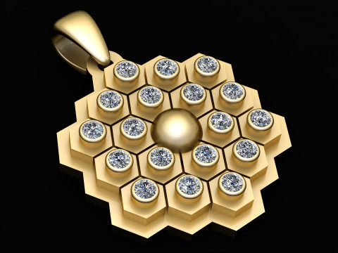 Ciondolo a nido d'ape con diamanti HexaBloom Modello di stampa 3D