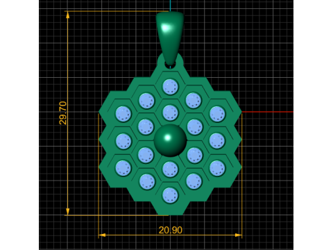 Ciondolo a nido d'ape con diamanti HexaBloom Modello di stampa 3D
