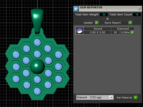 Ciondolo a nido d'ape con diamanti HexaBloom Modello di stampa 3D