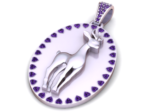 Royal Stag Ruby Halo Gold Pendant 3D Print Model