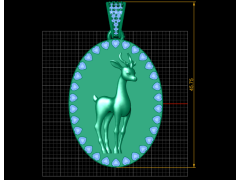 Royal Stag Ruby Halo Gold Pendant 3D Print Model