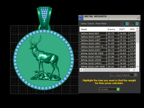Imperial Stag Emerald Halo Gold Medallion 3D Print Model