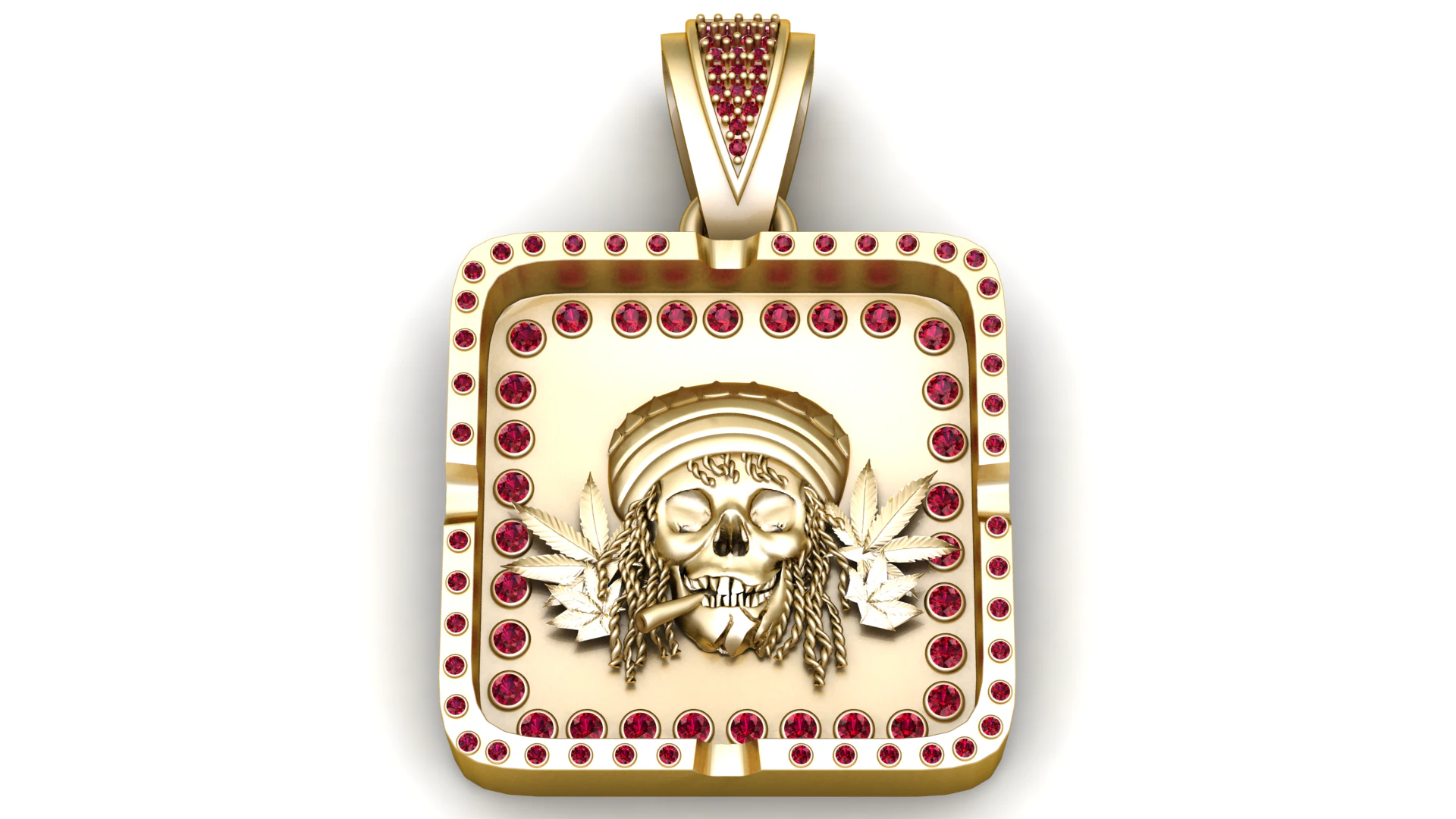 Rebel Skull Ruby Iced Gold Pendant 3D Print Model .c4d .max .obj .3ds .fbx .stl .blend
