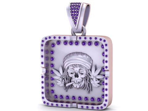 Rebel Skull Ruby Iced Gold Pendant 3D Print Model
