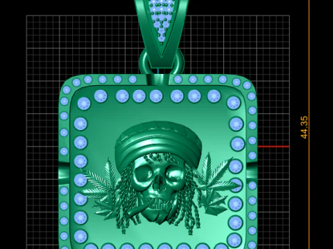 Rebel Skull Ruby Iced Gold Pendant 3D Print Model