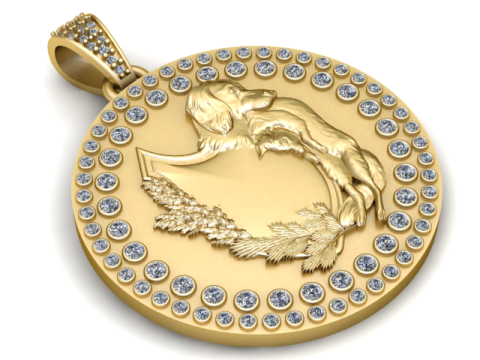 Loyal Hunter Diamond Halo Gold Medallion 3D Print Model