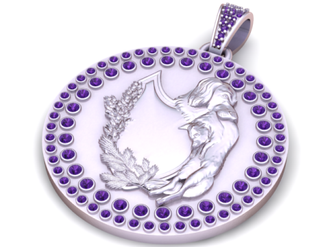 Loyal Hunter Diamond Halo Gold Medallion 3D Print Model