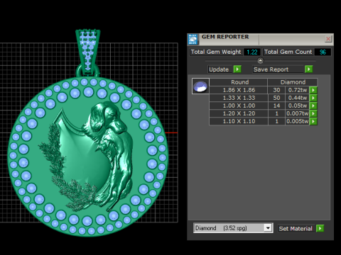 Loyal Hunter Diamond Halo Gold Medallion 3D Print Model
