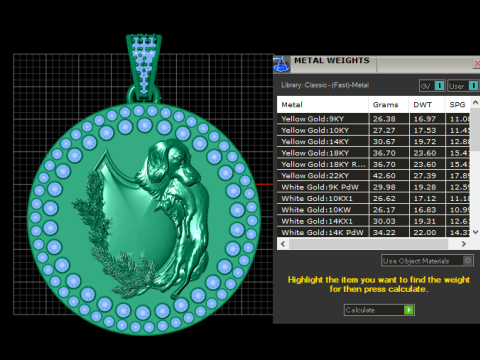 Loyal Hunter Diamond Halo Gold Medallion 3D Print Model