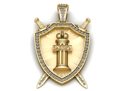 Підвіска з діамантовим щитом з гербом королівського правосуддя 3D Принт Модель