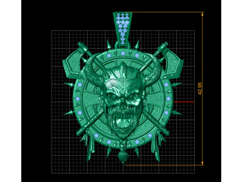 Viking Warlord Ruby Crest Gold Pendant 3D Print Model