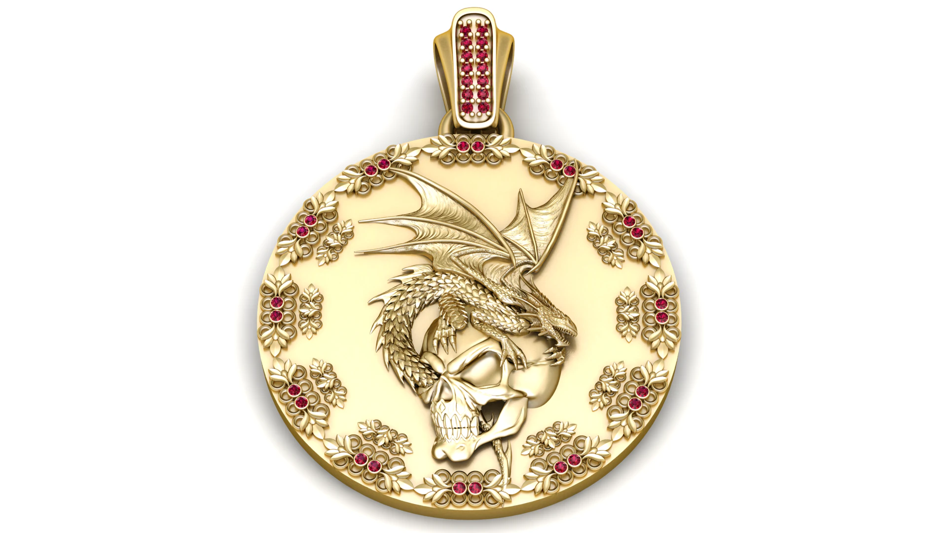Dragon Sovereign Ruby Gold Medallion 3D Print Model .c4d .max .obj .3ds .fbx .stl .blend