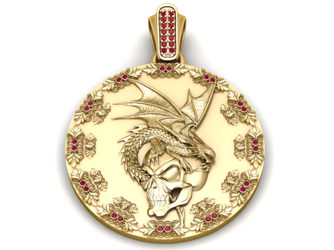 Dragon Sovereign Ruby Gold Medallion 3D Print Model