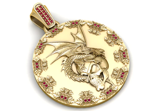 Dragon Sovereign Ruby Gold Medallion 3D Print Model