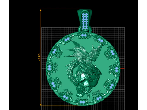 Dragon Sovereign Ruby Gold Medallion 3D Print Model