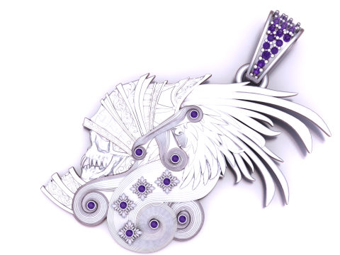 Imperial Spartan Skull Statement Pendant with Emerald Accents 3D Print Model