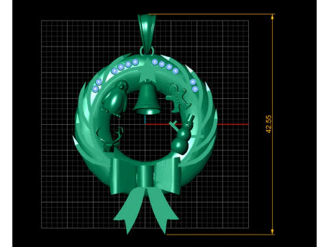 Family Christmas Wreath Pendant 3D Print Model