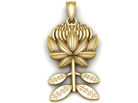 Luxury Gold Floral Bird Engraved Diamond Border Pendant 3D Model