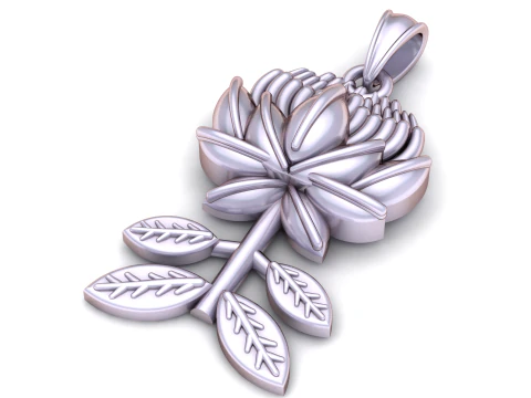 Luxury Gold Floral Bird Engraved Diamond Border Pendant 3D Model