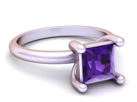 Classic Princess Cut Emerald Solitaire Gold Ring 3D Model