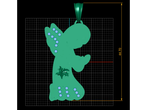 Luxury 3D Gold Angel Wing Diamond Pendant Design 3D Model