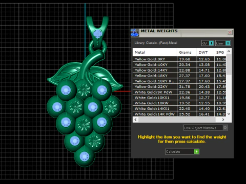 Luxury Emerald Grape Cluster Gold Pendant 3D Model