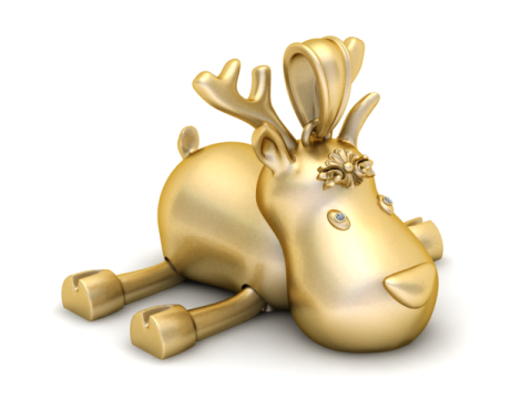 Luxury Golden Reindeer 3D Print Model