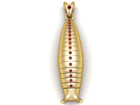 Imperial Ruby Cascade Emas 22K Memanjang Model Cetak 3D