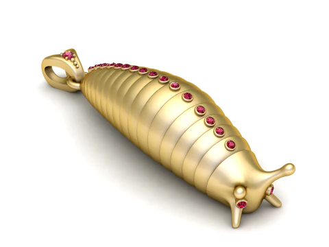Imperial Ruby Cascade 22K Gold Elongated 3D Print Model