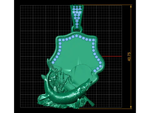 Luxury Gold Fish Pendant with Emerald Accents 3D Printable Jewelry Model 3D Model