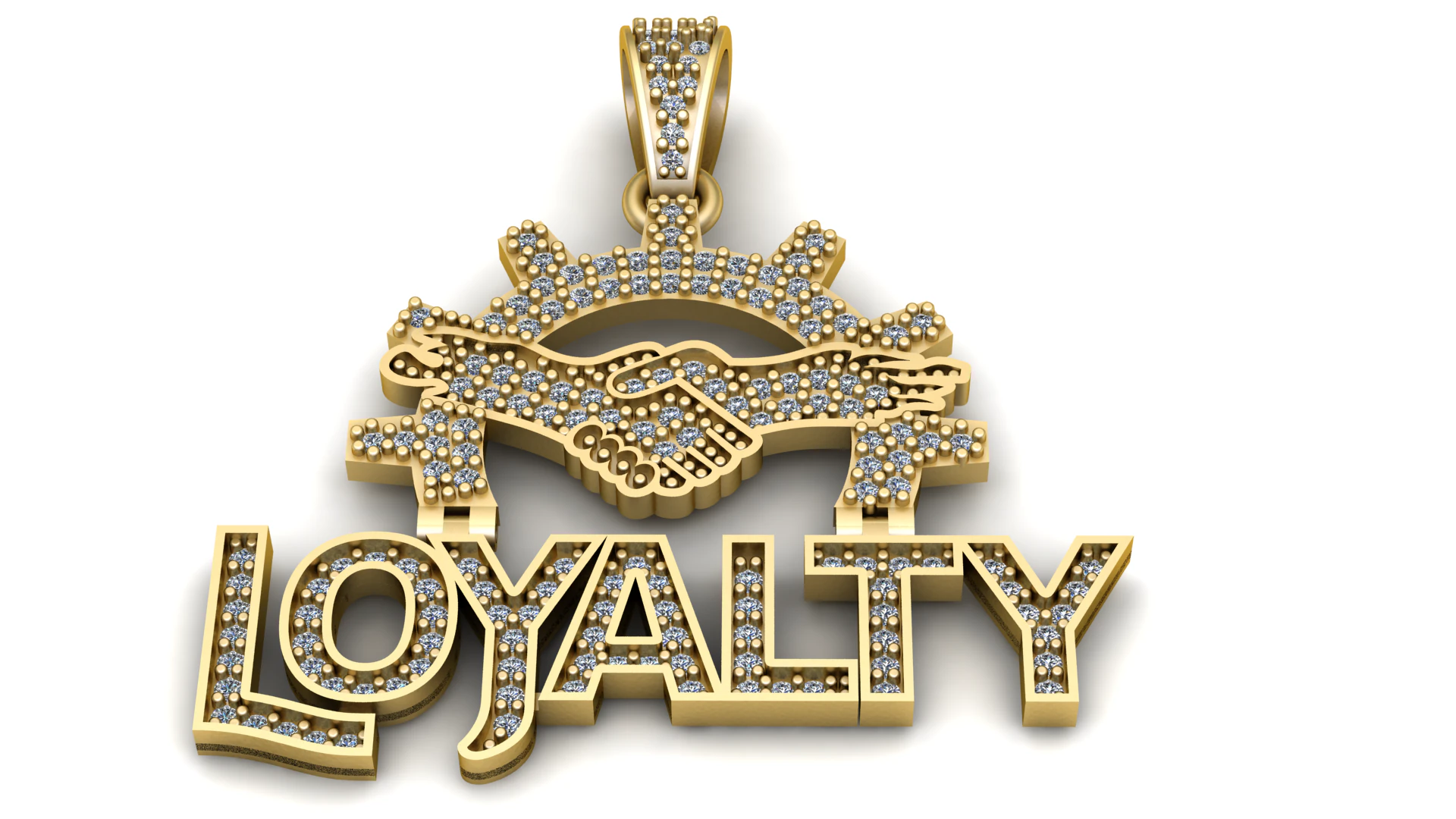 Loyalty Name Pendant with Hamsa Hand Eye Diamond Iced 3D Printable Jewelry Model 3D Model .c4d .max .obj .3ds .fbx .stl .blend 