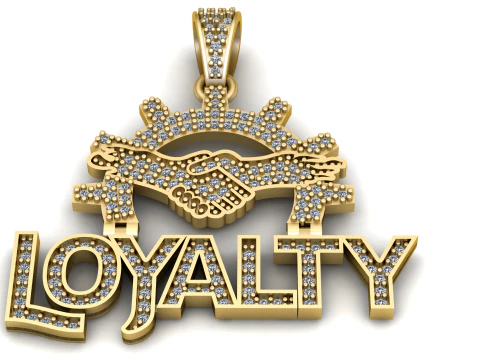 Pendentif nom de fid&eacute;lit&eacute; avec diamant oeil de main Hamsa glac&eacute; mod&egrave;le de bijoux imprimable en 3D Modèle 3D