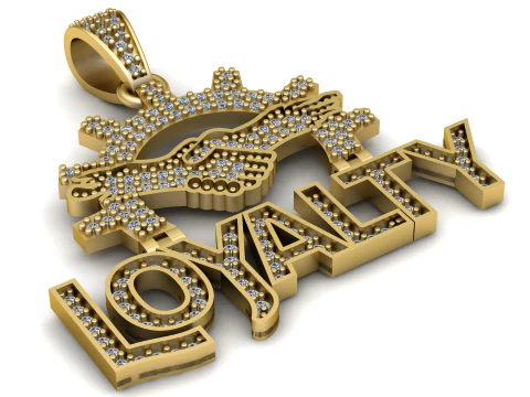 Loyalty Name Pendant with Hamsa Hand Eye Diamond Iced 3D Printable Jewelry Model 3D Model