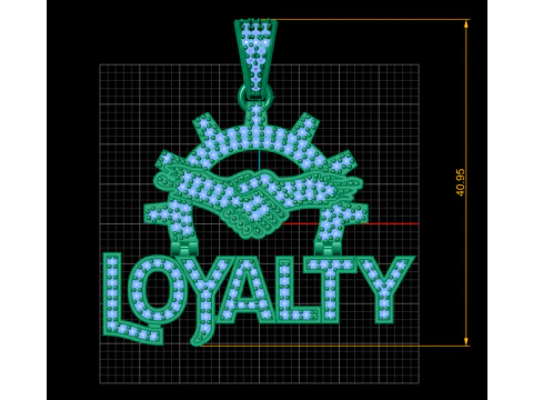 Loyalty Name Pendant with Hamsa Hand Eye Diamond Iced 3D Printable Jewelry Model 3D Model