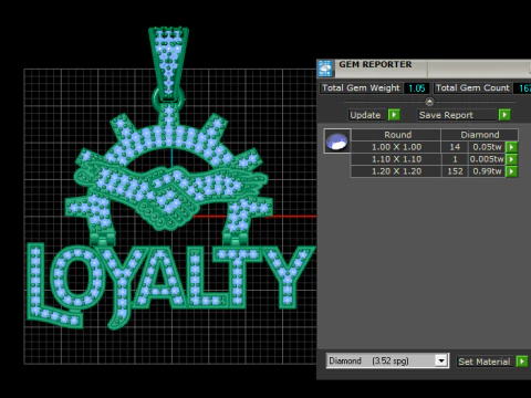 Loyalty Name Pendant with Hamsa Hand Eye Diamond Iced 3D Printable Jewelry Model 3D Model