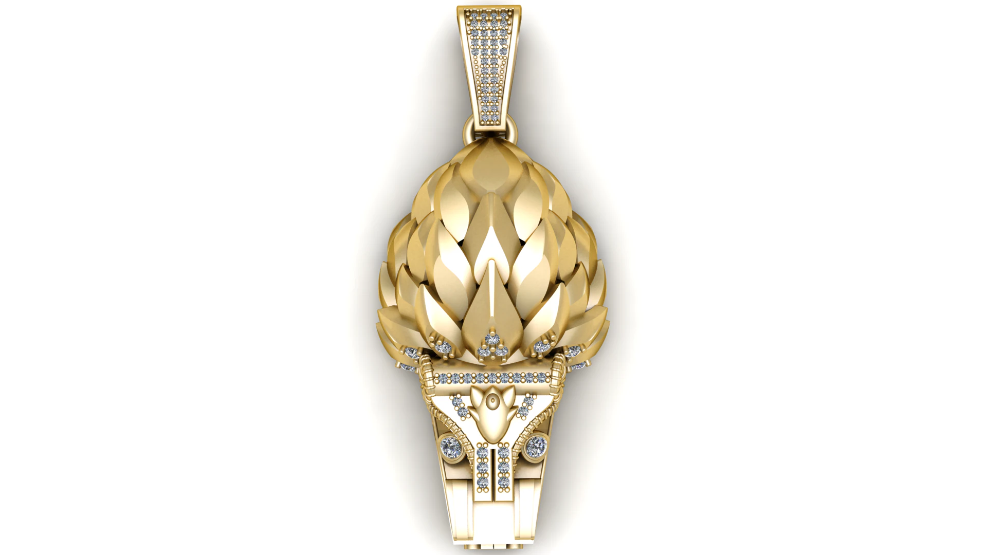 Sacred Lotus Ganesh Pendant Luxury Diamond Accent 3D Printable Jewelry Model 3D Model .c4d .max .obj .3ds .fbx .stl .blend 