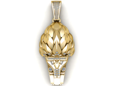 Wisiorek ze świętego lotosu Ganesh Luksusowy diamentowy akcent Model biżuterii do druku 3D Model 3D