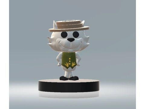 Cute White Cat in Top Hat 3D Character Modello 3D