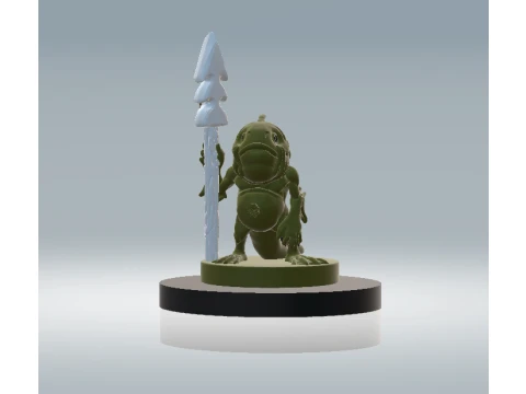 Cute Frog with Ice Sculpture 3D Model