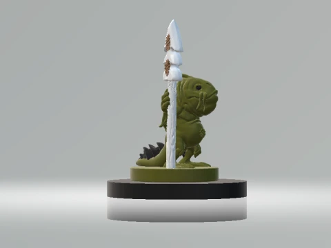 Cute Frog with Ice Sculpture 3D Model