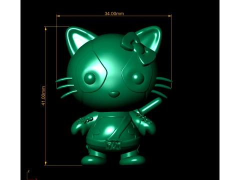 Cute Pink Cat with Bow 3D Model