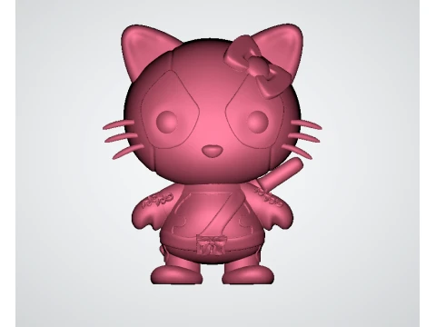 Cute Pink Cat with Bow 3D Model